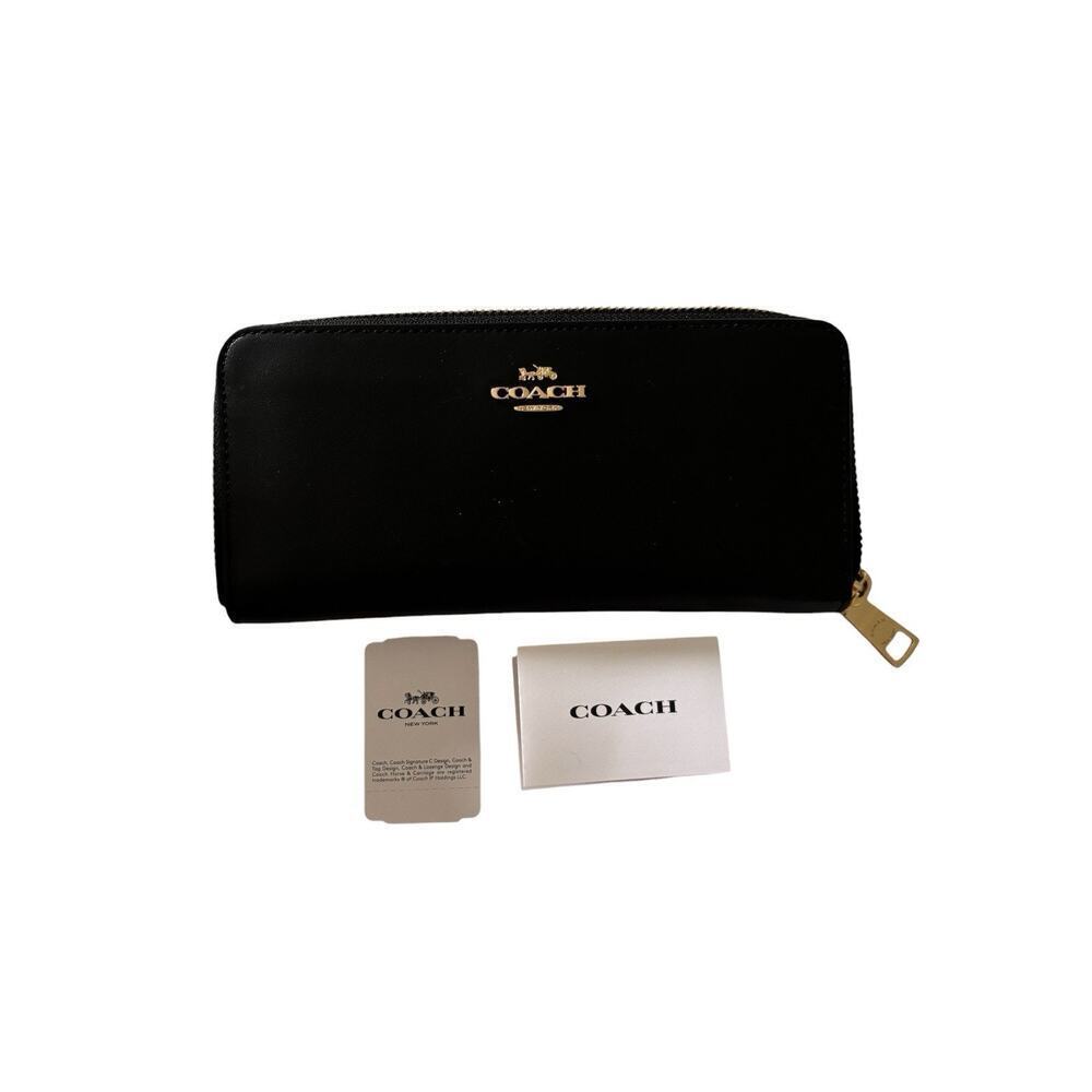 COACH Boxed Slim Accordion Zip Wallet Black/Gold One Size - Picture 1 of 5